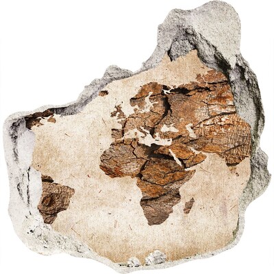 zelfklevende trapfolie Een beschadigde muur met een wereldkaart.