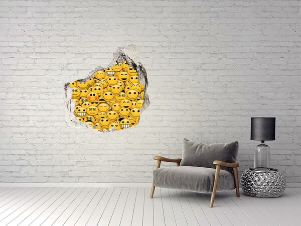 trapstickers natuur Lachende emoji's in een gat in de muur