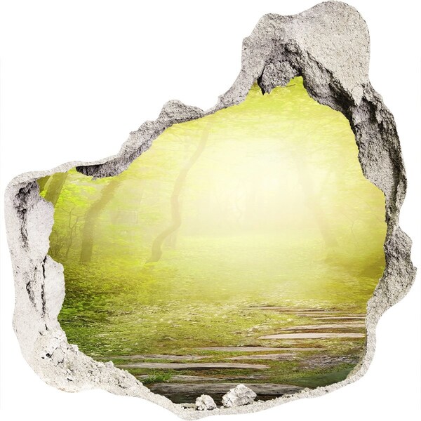 trapstickers mozaiek Groen bos in de zonnestralen