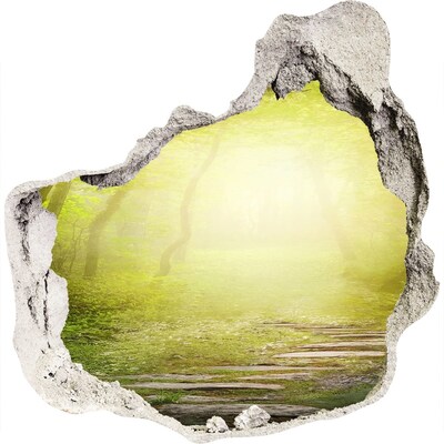 trapstickers mozaiek Groen bos in de zonnestralen