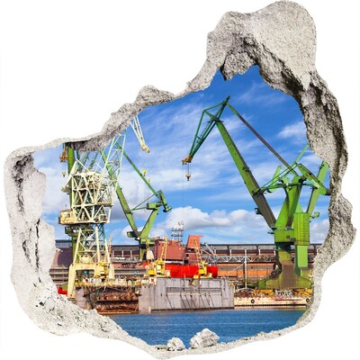 Fototapeta dziura na ścianę 3d Port przemysłowy w akcji