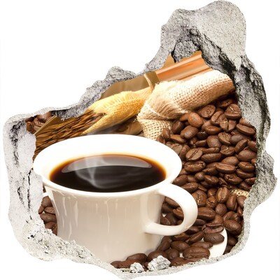 3D wandsticker gat in de muur Koffie met bonen