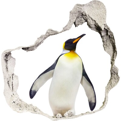 Zelfklevende muursticker 3D gat Pinguïn in een gat in de muur