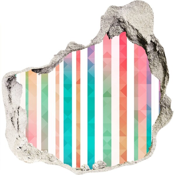 trapstickers mozaiek Kleurrijke geometrie achter het gat in de muur