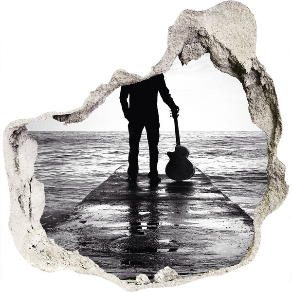 zelfklevende trapfolie Muzikant op de pier