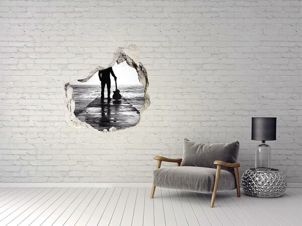 Fototapeta dziura na ścianę Muzyk na molo