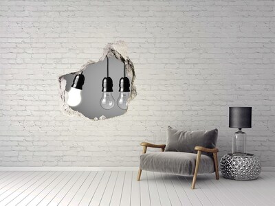 Dziura 3d fototapeta naklejka Złamana ściana z wiszącymi lampami