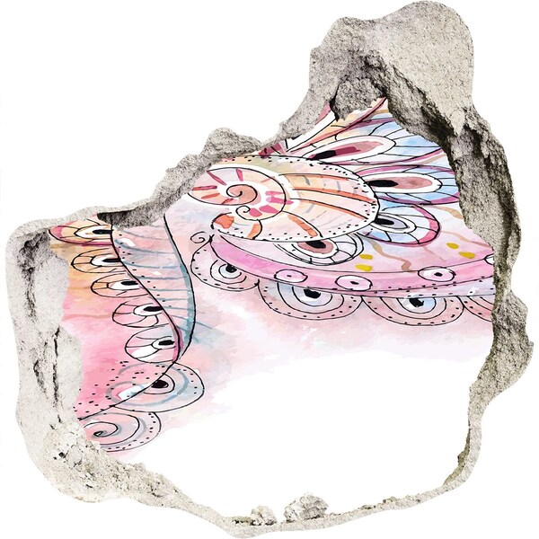 Dziura 3d fototapeta naklejka Kolorowy wzór na tle betonu