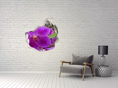 trapstickers tegels Orchideebloem in een gat in de muur