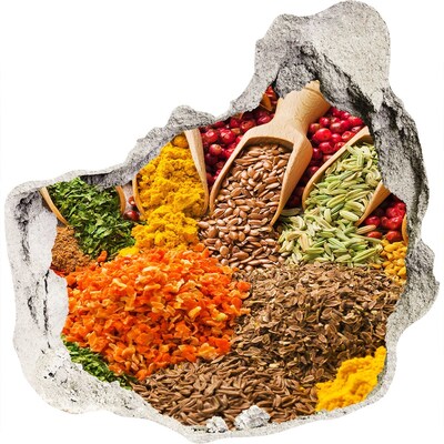 Naklejka 3D dziura na ścianę Kolorowe Przyprawy w Rynku