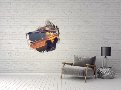 Fototapeta dziura na ścianę 3d Widok na miasto nocą
