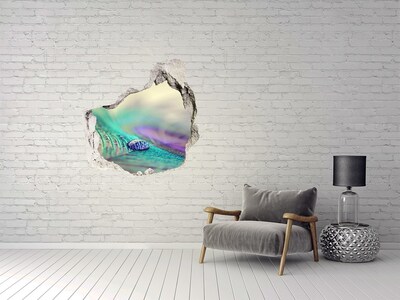 Dziura 3d fototapeta na ścianę Kropla na piórze pawia