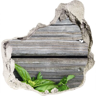 trapfolie Een beschadigde muur met een houten vloer.