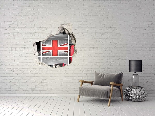 trapfolie Het Britse landschap in een gat in de muur