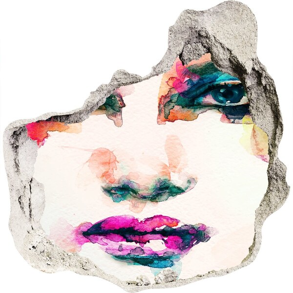 tegelstickers Een kleurrijk portret in een gat in de muur.