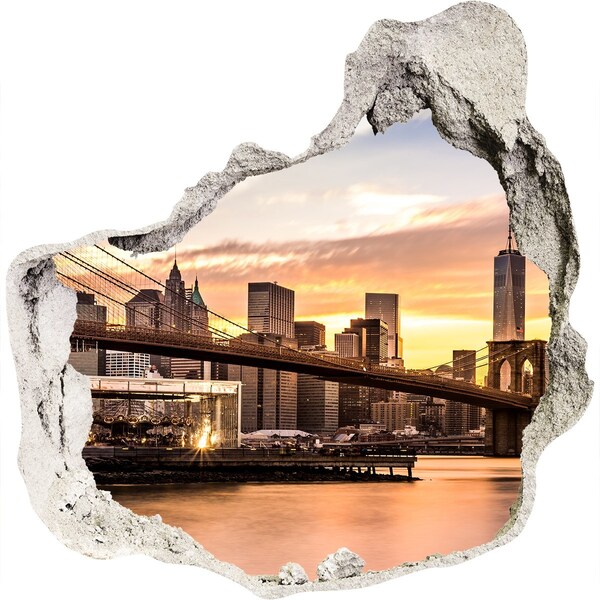 trapstickers tegels Brooklyn Bridge bij zonsondergang