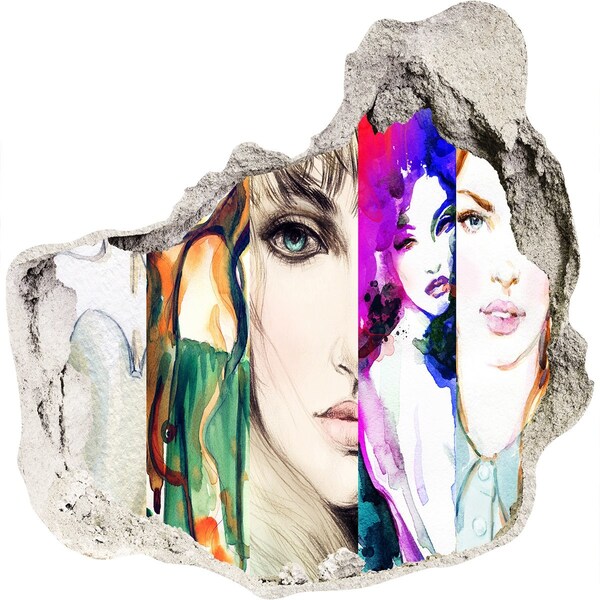 trapfolie Vrouwenportretten in een gat in de muur