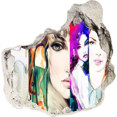 trapfolie Vrouwenportretten in een gat in de muur