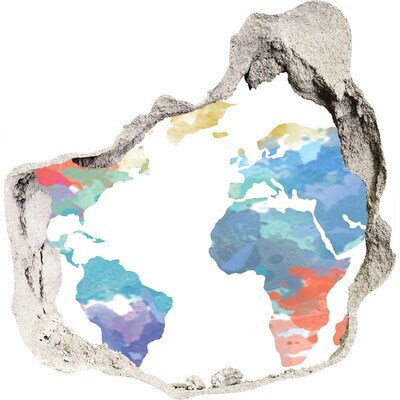 tegelstickers Wereldkaart in een gat in de muur