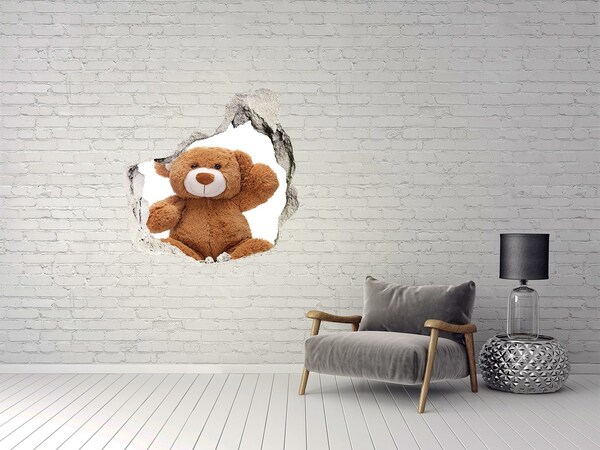 trapfolie Teddybeer in een gat in de muur