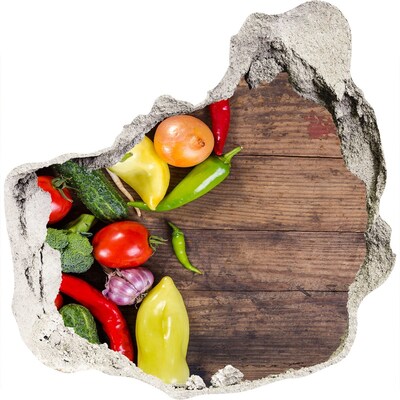 trapstickers natuur Fruit en groenten in een gat in de muur