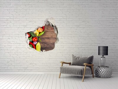trapstickers natuur Fruit en groenten in een gat in de muur