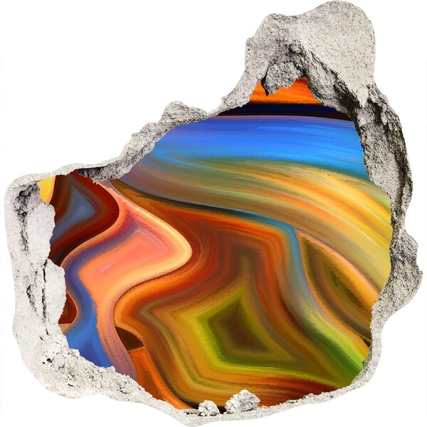 trapstickers tegels Een kleurrijk landschap in een gat in de muur.