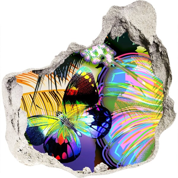 tegelstickers keuken Een kleurrijke vlinder in een gat in de muur