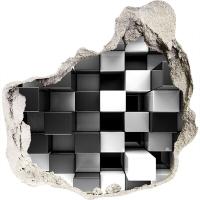 trapstickers tegels Zwart-witte kubussen in de muur