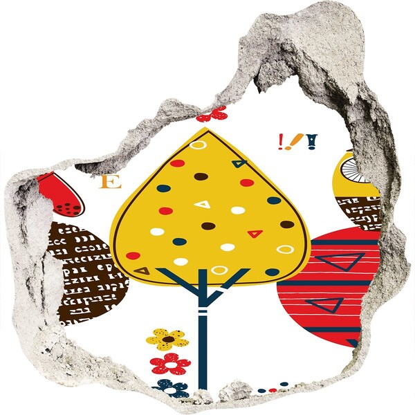 trapstickers mozaiek Kleurrijke bomen in een gat in de muur