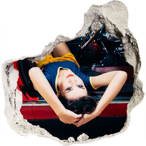 trapstickers natuur Vrouw in een klassieke auto