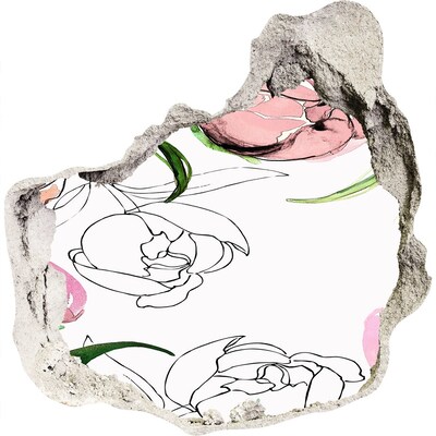 trapstickers natuur Een bloemenmuurschildering achter een beschadigde muur