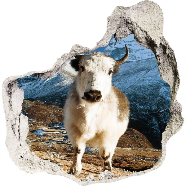 zelfklevende trapfolie Bergbuffel in een gat in de muur