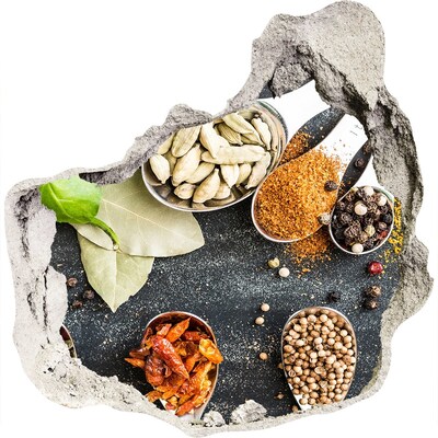 Samoprzylepna naklejka Kuchenne przyprawy w dziurze w ścianie