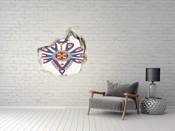 trapstickers natuur Een kleurrijk patroon tegen de achtergrond van een beschadigde muur.