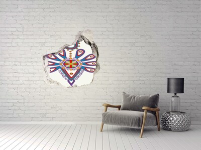 trapstickers natuur Een kleurrijk patroon tegen de achtergrond van een beschadigde muur.