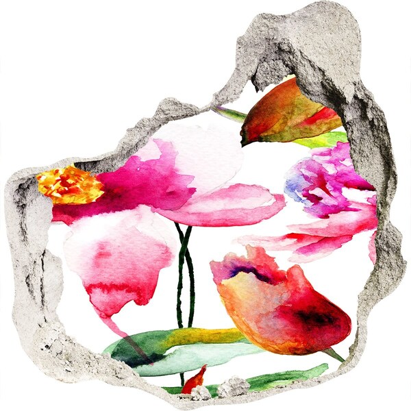 Dziura 3d fototapeta naklejka Kwiatowy ogród za ścianą