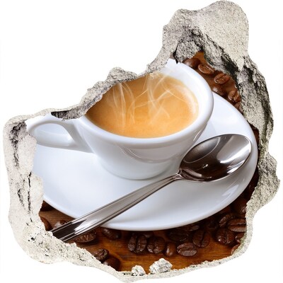 3D muursticker effect gat in de muur Koffie in industriële stijl