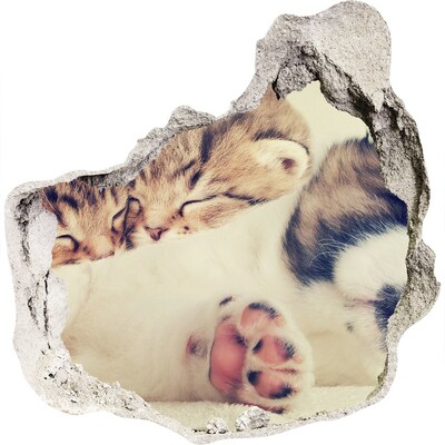 trapstickers mozaiek Schattige kittens in een gat in de muur