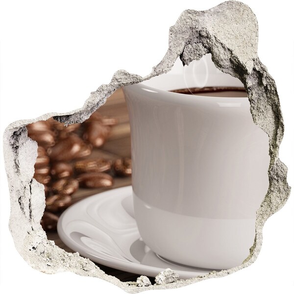 trapstickers mozaiek Koffie en bonen op de muur als achtergrond