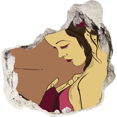 zelfklevende trapfolie Vrouw in een fragment van een muur