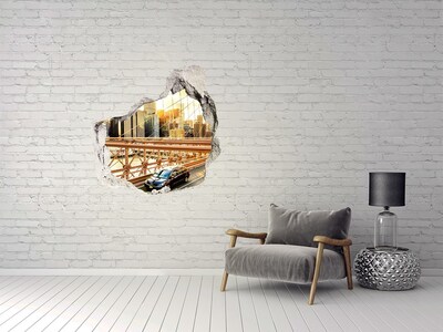 Fototapeta dziura na ścianę 3d Most Brookliński o zachodzie słońca