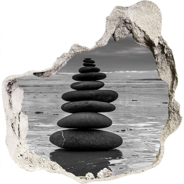 Dziura 3d fototapeta naklejka Kamienne wieże na plaży