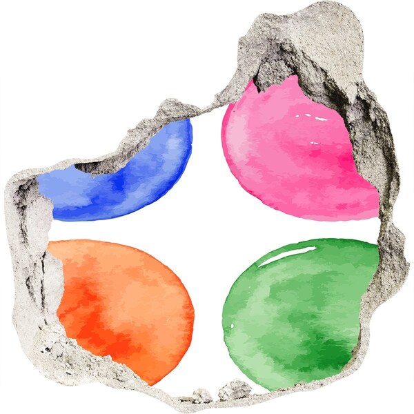 trapstickers natuur Kleurrijke ballen in een gat in de muur