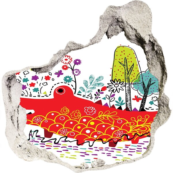 tegelstickers Krokodil in een kleurrijk landschap