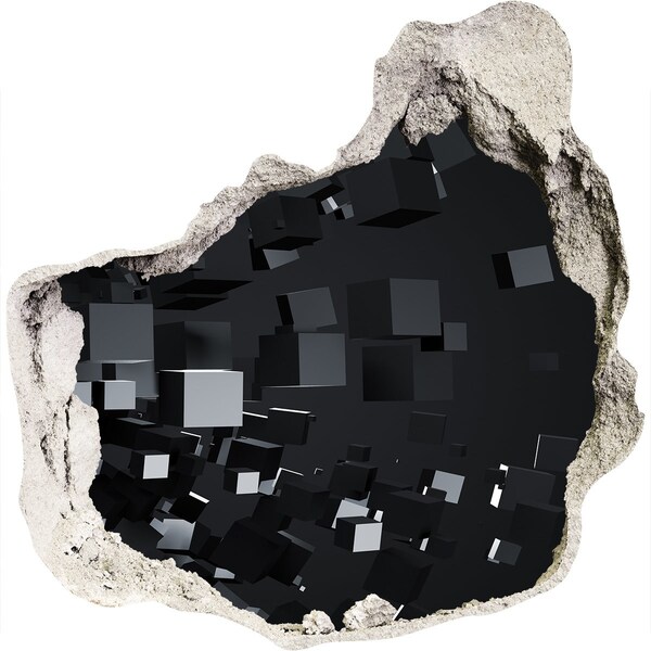 Dziura 3d fototapeta naklejka Czarne sześciany w przestrzeni 3D