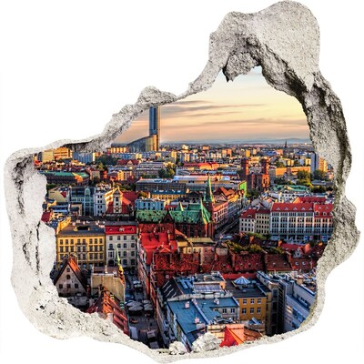 Fototapeta dziura na ścianę 3d Widok na miasto z lotu ptaka