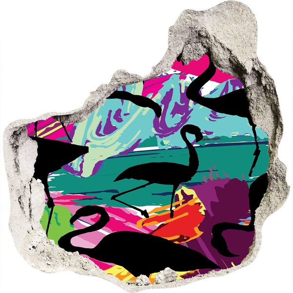 trapstickers mozaiek Flamingo's op een tropisch strand