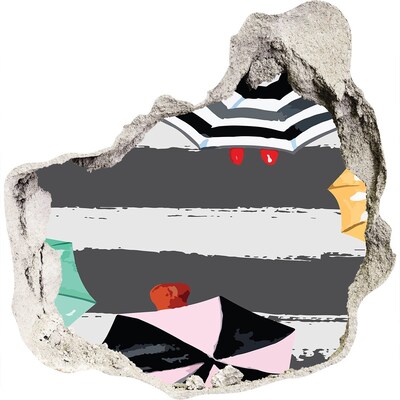 trapstickers mozaiek Mysterieus strand met parasols