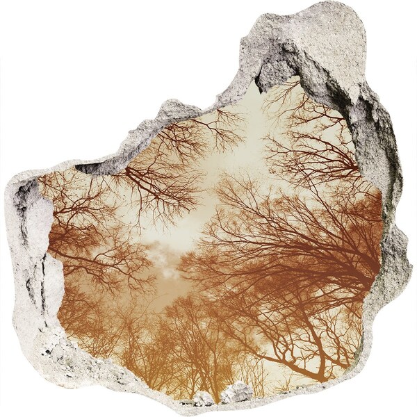 zelfklevende trapfolie Weerspiegeling van bomen in een ingestorte muur